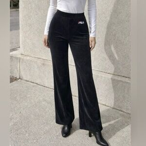 FILA NWT Black Velvet Bootcut Pants Size L (fits M-L) - Tall ladies! 35” inseam